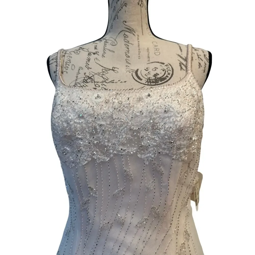 NWT Mon Cheri Blush Wedding Dress Beaded Embellished Bodice/skirt Sz 8 - Picture 3 of 16